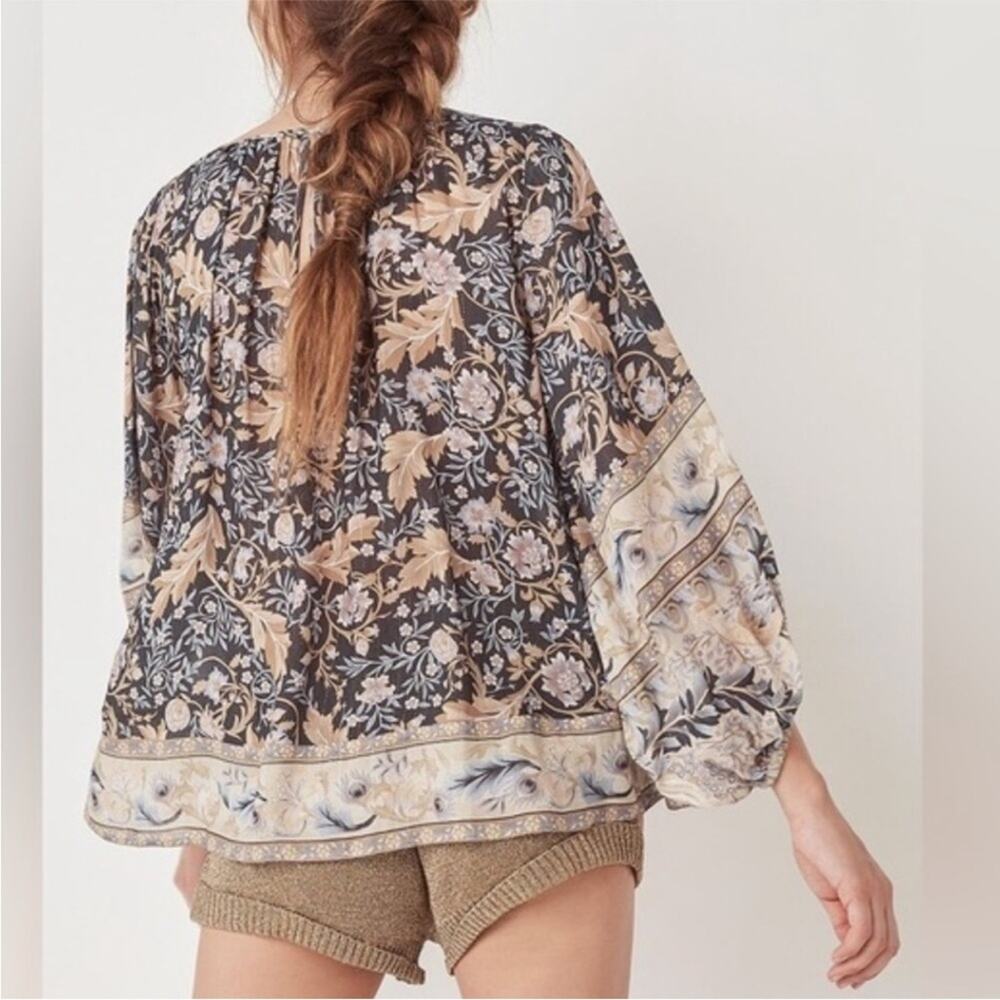Spell Floral Blouse in Blue and Cream - Picture 2 of 7